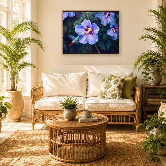Hummingbird & Hibiscus Fine Art Canvas Print