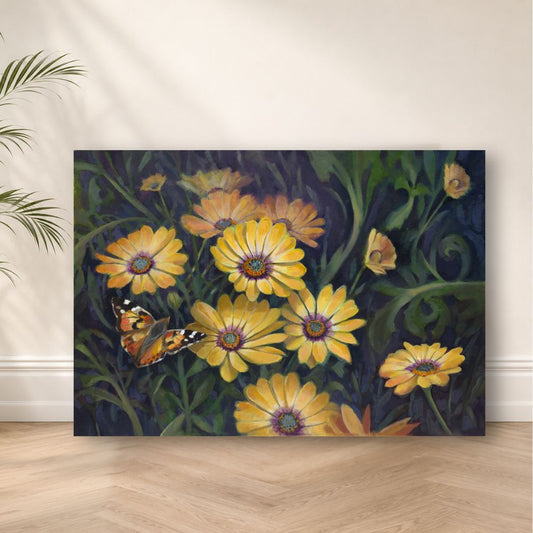 Painted Lady & Daisies Original Painting