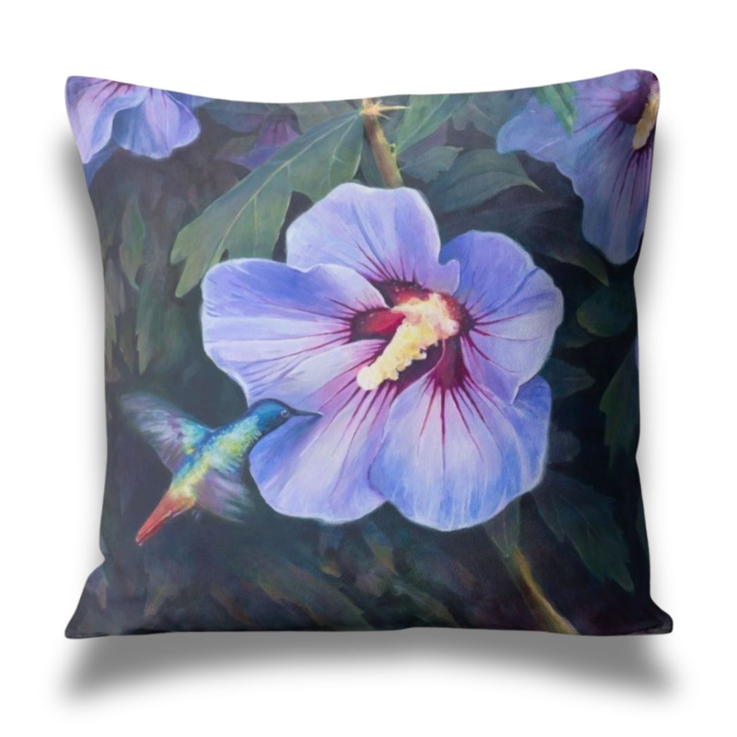 Hummingbird & Hibiscus Cushion
