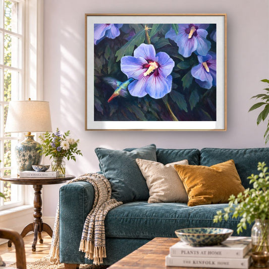 Hummingbird & Hibiscus – Fine Art Print