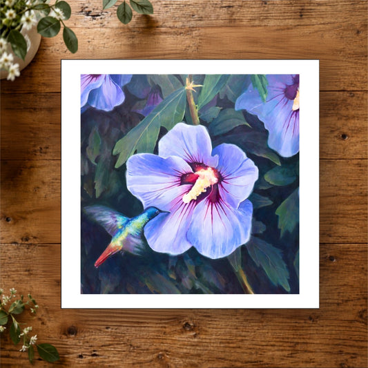 Hummingbird & Hibiscus Mini Print
